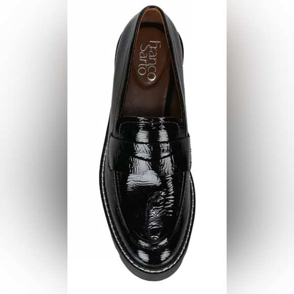 Women's Franco Sarto Balin Lug Sole Black Patent Leather Loafers (Size 7N) - Picture 2 of 6